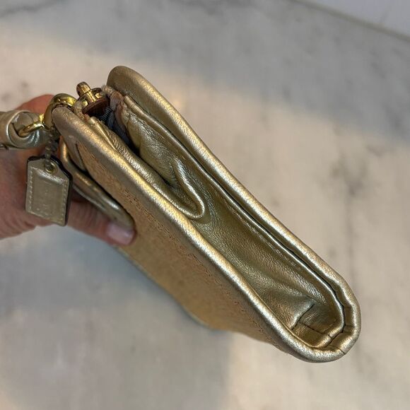 Coach Parker Natural Straw Leather Trim Clutch Wristlet Wallet Clutch - Picture 7 of 16